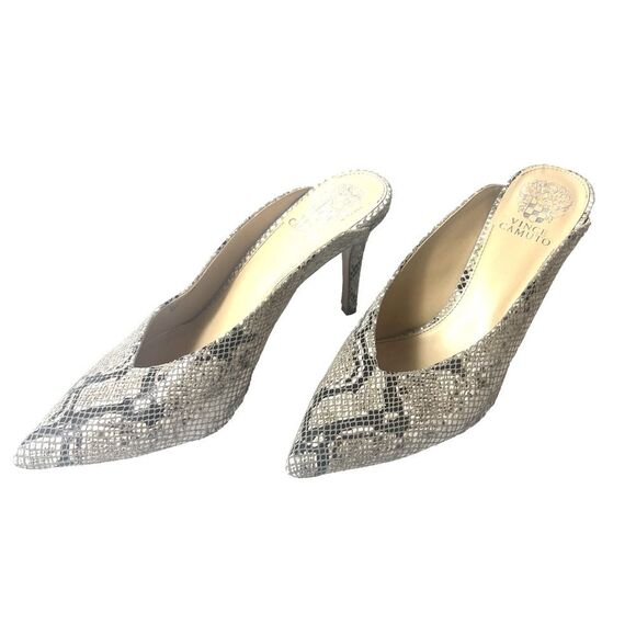 Vince Camuto Snake Skin Print Womens Sz 9.5 M Leather Stiletto Heels Pointed Toe - Picture 1 of 11